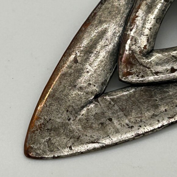 Vintage Eye-Shaped Silver-Tone Brooch With Black acrylic "Evil Eye" Cabochon For - Picture 16 of 16